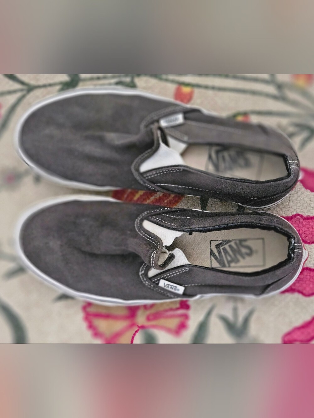 Vans Men’s Slip-On Canvas Loafers in Charcoal